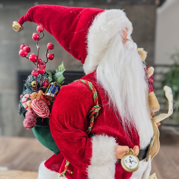 Traditional Santa w/ Naughty & Nice List, Full Toy Bag and Stuffed Bear, 24” - Picture 4 of 8